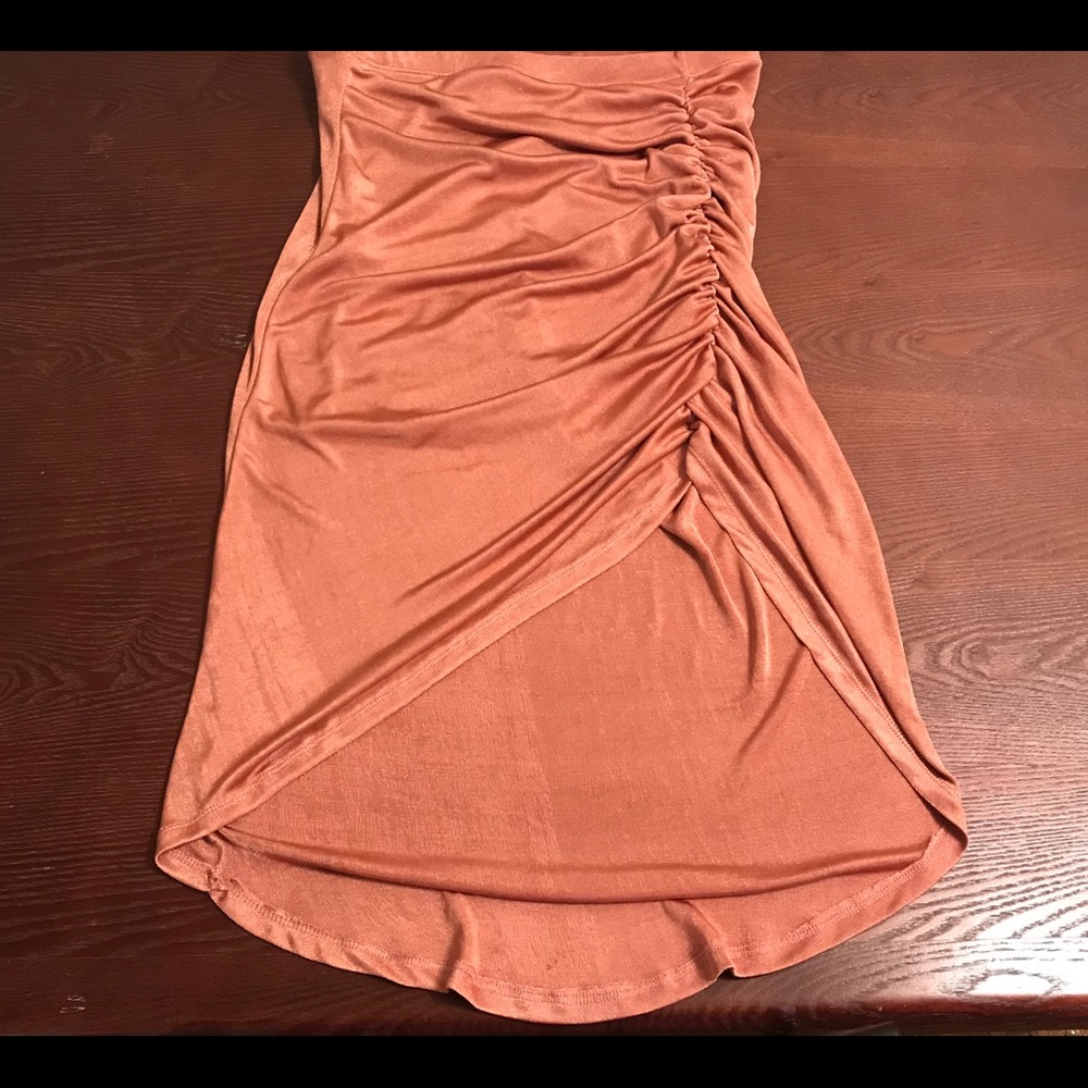 Charlotte Russe High-Low Rose Gold Ruched Skirt